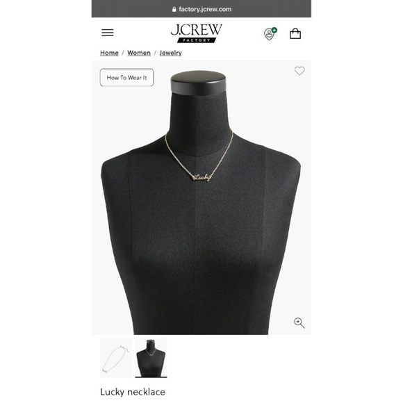 J CREW Lucky Monogram Nameplate Necklace 16” + 2” Chain w/ Gold Tone Finish NWT - Picture 5 of 6
